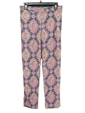 Sundance Catalog Blue Pink Paisley Pull On Pants Womens Size XS No Drawstring